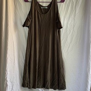 Olive cold shoulder t-shirt dress